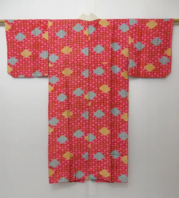 0903T07z620 Vintage Japanese Kimono Silk JUBAN Pink Shippo