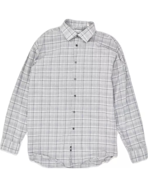 CALVIN KLEIN Mens Regular Fit Shirt Size 17 XL Grey Check Cotton AH84