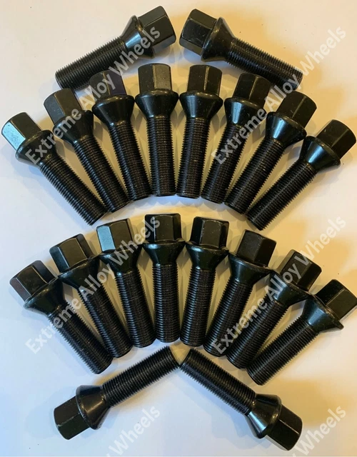 Black Alloy Wheel Locking Bolts For Bmw Mini 2006 + M14 x 1.25 Lug Nuts