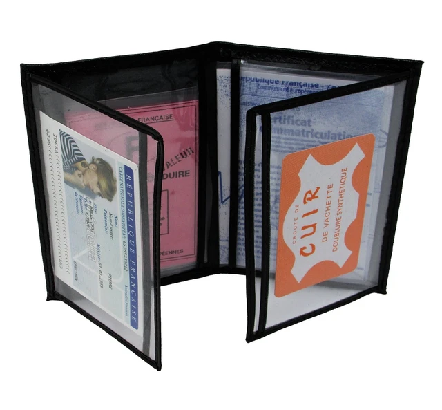 PORTE PAPIER VOITURE en Cuir homme femme avec étui Carte grise