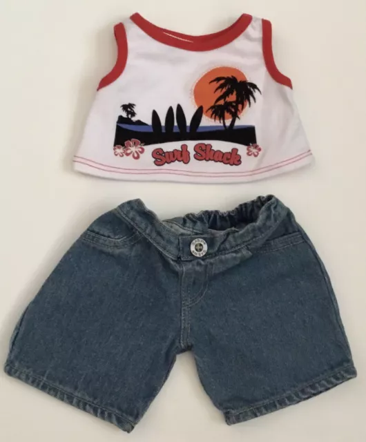 Build A Bear Clothes - White Surf Tank Top And Jeans Boy Bear