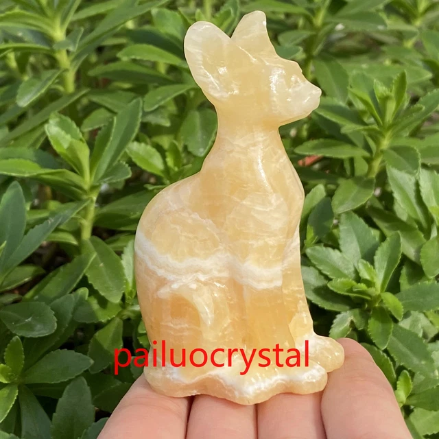 1pc Natural Geode Hairless Cat Quartz Crystal Skull Carved Figurines Reiki 3"