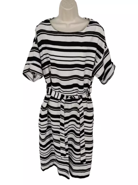 Womens Warehouse Uk 16 Black/White Stripe Formal Batwing Occasion Work Dress