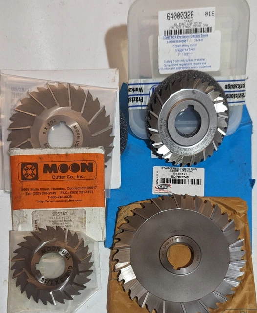 lot of 4 New Machinist HSS-Co Staggered Slitting Saws - 3 4 5" MOON Controx Keo