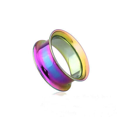 PAIR-Rainbow Titanium IP Double Flare Ear Tunnels 12mm/1/2" Gauge Body Jewelry
