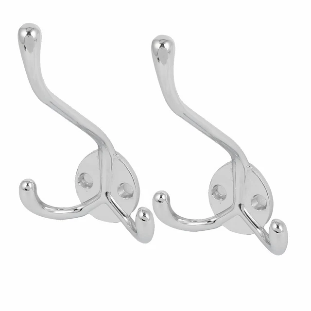 Bath Bedroom Door Wall Zinc Alloy Triple Hook Hat Coat Robe Holder Hanger 2pcs