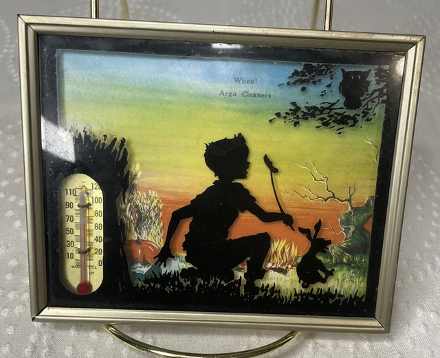 Argo Cleaners & Hatters Memphis TN Framed Silhouette Advertising Thermometer