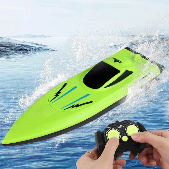Bateau Télécommandé OBEST Requin LED - 20+ Km/h - 2.4GHz Double Hélice - 2 Batteries - Pour Piscine/Étang