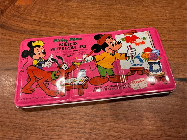 CAJA DE PINTURA vintage Disney Mickey Mouse no tóxica de 30