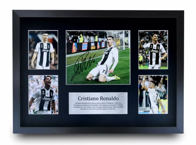 Cristiano Ronaldo Signed A4 A3 Framed Prints Autograph Juventus, Madrid, Man U