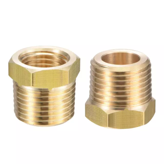 Brass Pipe Fitting Reducer Adapter 3/8" NPT Male x 1/4" NPT Female, 2pcs