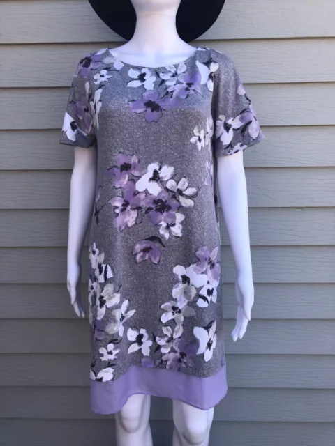 Simply Vera Vera Wang Women's Dress Gray with Multicolor Floral Size M