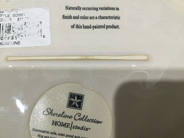 Shoreline Collection Home Studio Hand Painted Ceramic 12" Shell Dinner Plate NWT 3