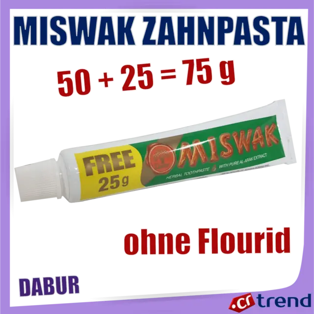 MISWAK AYURVEDISCHE Kräuter Zahnpasta Herbal Al-Arak Extract ohne Fluorid 75g