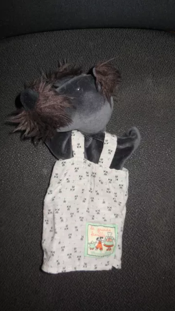 doudou marionnette Walter le chien noir La Grande Famille MOULIN ROTY
