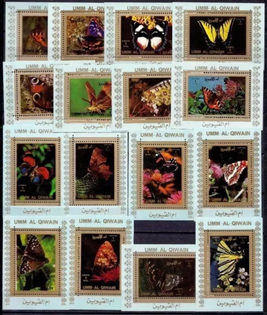 Umm Al Qiwain 1972 Mites & Papillons Insectes Nature 16v perf DeLuxe MNH (1)