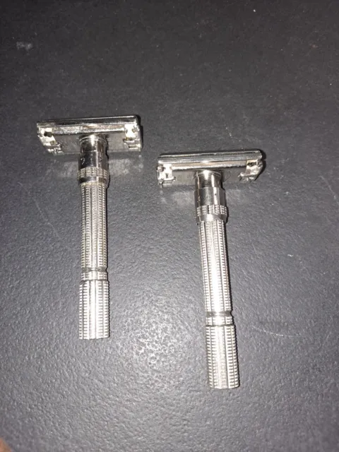 Lot of 2 Vintage Gillette Adjustable Safety Razors L1 and H4 Great Condition!