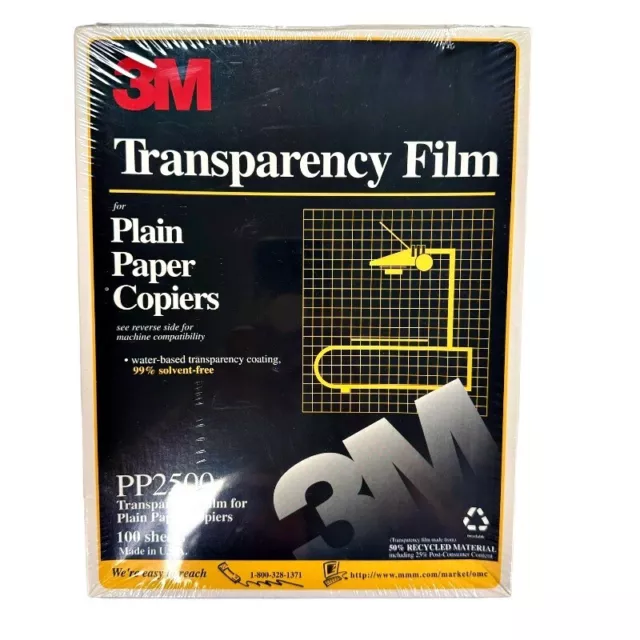 NEW 3M PP2500 Transparency Film for Copier 100 Sheets 8.5 x 11 Made in the USA