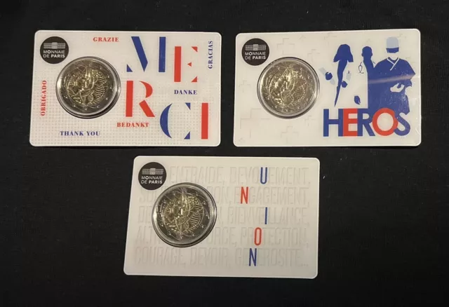 3x2 Euro in Coincard „Medizinische Versorgung“, Frankreich 2020