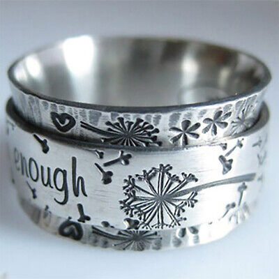 'I Am Enough' Retro Dandelion Flower Rings Party Jewelry Gift