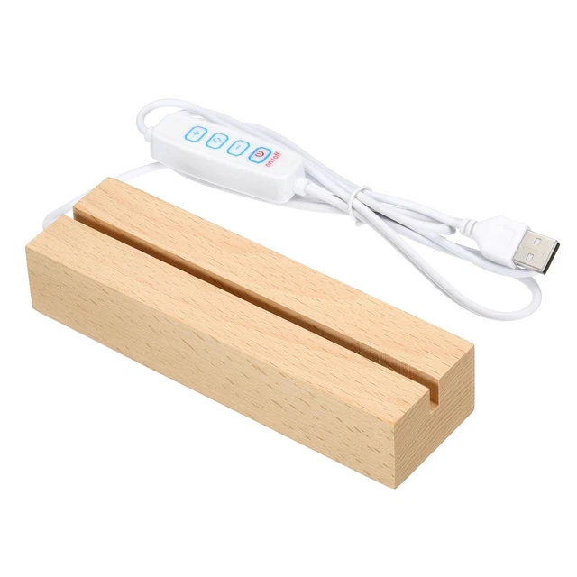 LED LIGHT RECTANGLE Wooden 4.65" 3-Colored Light Display Base Stand ...