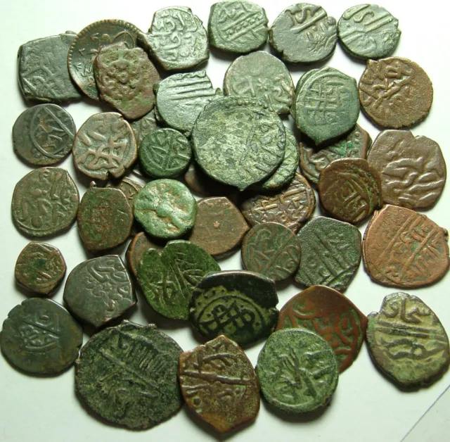 Lot 3 Rare original Islamic copper Bronze Mangir coins/Arabic/Ottoman Empire 15c