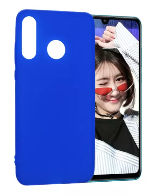 Funda Huawei P30 Lite (4G) Carcasa Gel TPU Silicona PTG + Protector Azul