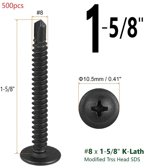 MODIFIED TRUSS HEAD Self Drilling / Tapping Screws 8 x 11/4" KLath