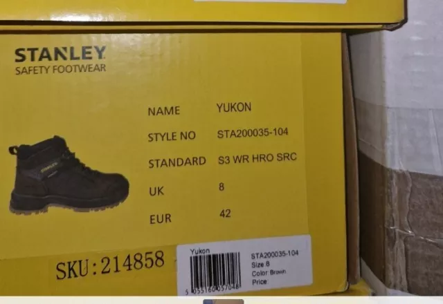 Botas de seguridad Stanley Yukon - marrones nuevas en caja Uk8 en caja