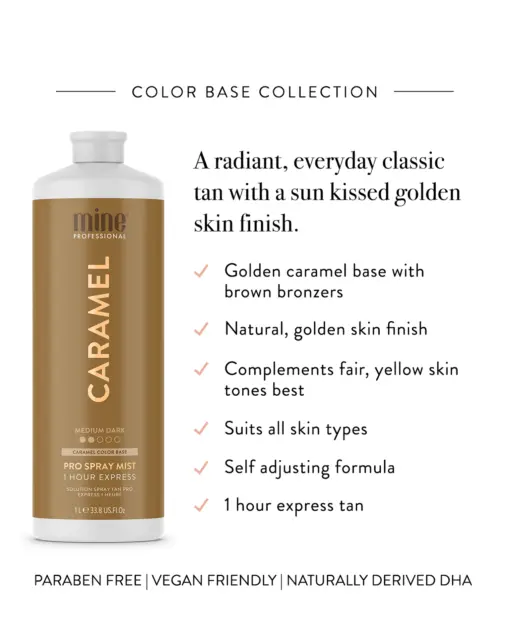 MineTan Caramel Professional Tanning Mist 1Hr Express Spray Tan Solution 1L 2