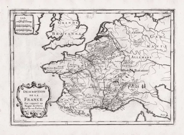 France Frankreich map Karte carte Kupferstich engraving gravure de Fer 1710