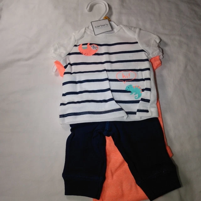 Carter's Baby Boy's 3-pc Chameleon Bodysuit, Tee, and Pants Set Newborn NWT