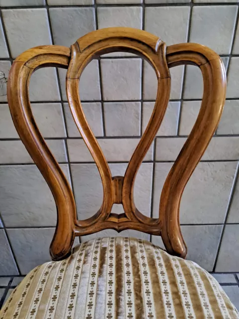 antiker Biedermeier Stuhl -Holzstuhl mit guter Polsterung 2