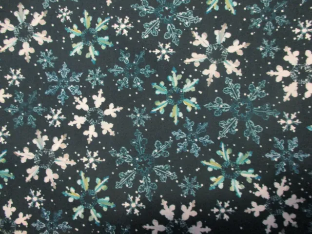 Snowflakes Floral Snow Flake Blue White Stunning Gital Print Cotton Fabric Bthy