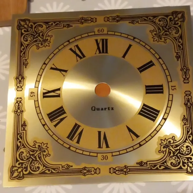 Clock Dial/face. NEW 5"/12.5cm. Gold/brass/black Printed Aluminium.