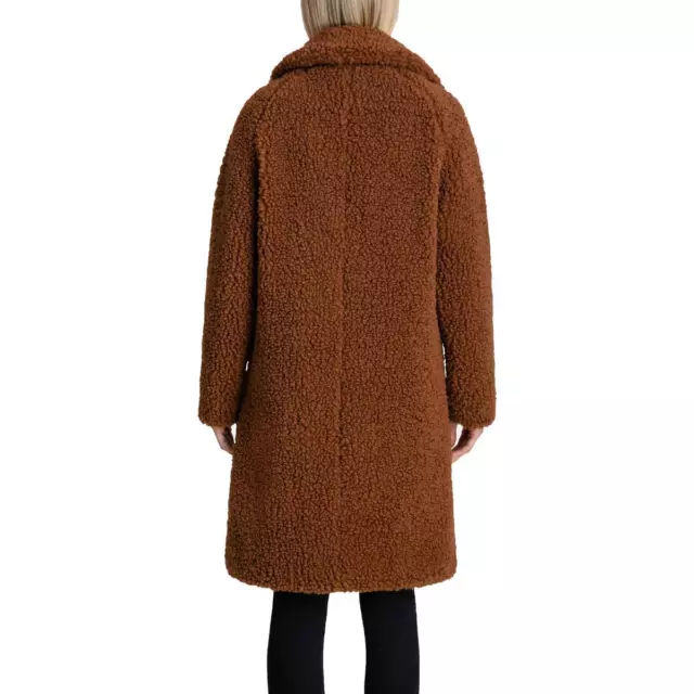 LUCKY BRAND WOMENS Brown Winter Warm Long Faux Fur Coat Outerwear M ...