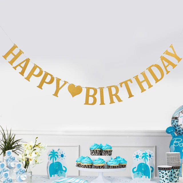 Banderole 'Joyeux Anniversaire' Dorée Spirale - Décoration Fête Enfants/Adultes - Papier Haut De Gamme