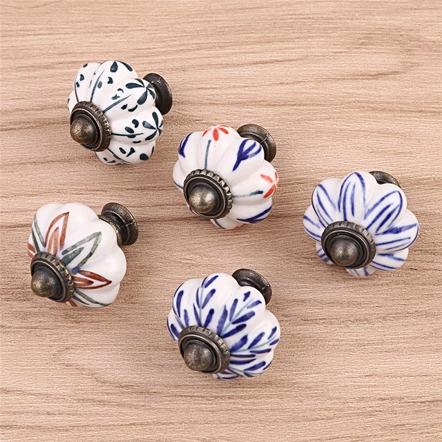 Pumpkin Ceramic Knob Pulls Door Pulls Drawer Cabinet Wardrobe Handles Hardware