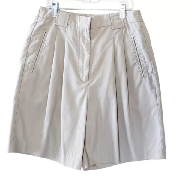 Vintage High Waisted Shorts Khaki Pleated Front Chino Beige Women's 90s Casual