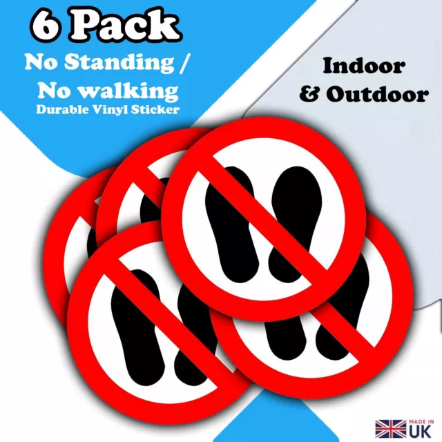 ISO Safety Label Sign Sticker - International Do not Walk or Stand here - 6 Pack