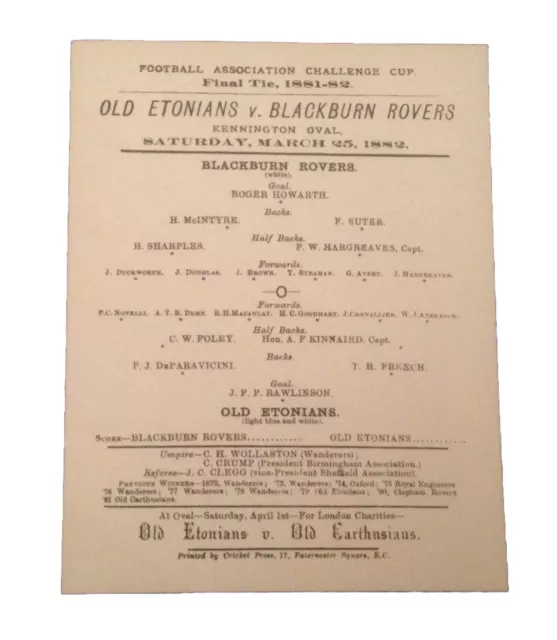 REPLICA COPIES - FAC FINAL PROGRAMMES -  1882 - 1920 - £1.99 - £3.99 EACH + p/p