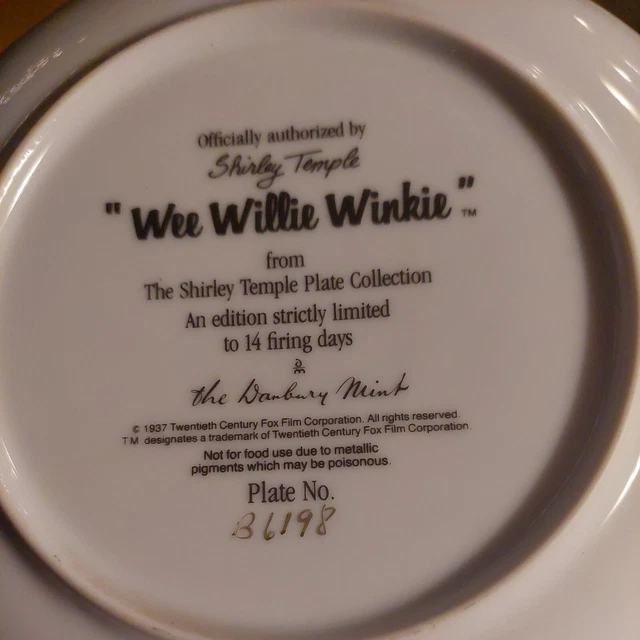 Vintage Shirley Temple "Wee Willie Winkie" Danbury Mint Decorative Plate 3