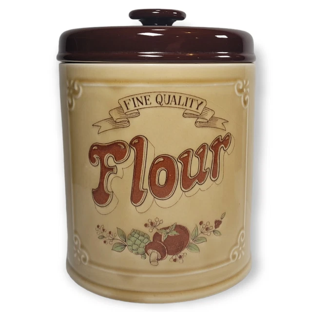 VTG. FINE QUALITY Flour Glass Canister Jar Storage Jay Imports County