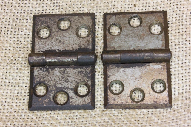 2 Old Door Interior Shutter Hinges Vintage Rustic Steel Color 1 1/4 X 1 7/8"