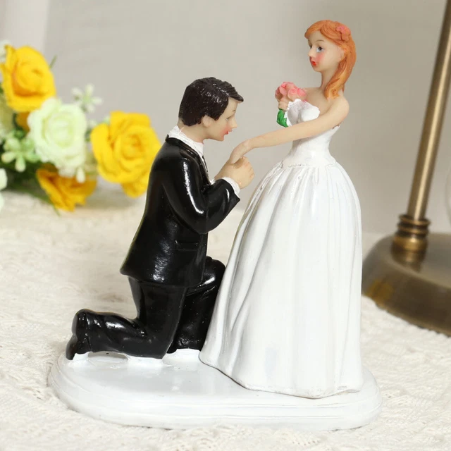 Estatuilla romántica regalo elegante novia y novio pastel topper estatuilla propuesta cat