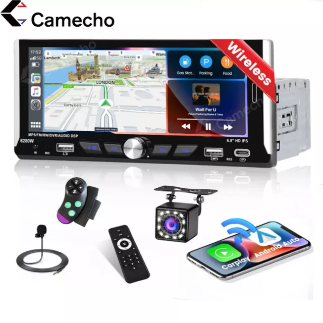 1 DIN 6,9" Autoradio Wireless Apple CarPlay Bluetooth USB TouchScreen RDS Kamera