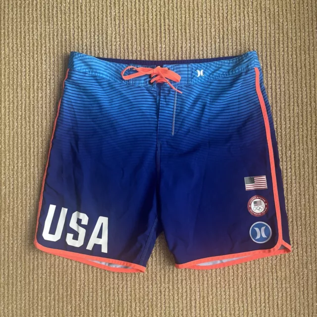 HURLEY Phantom US Olympic Team Blue Board Shorts Swim Trunks Mens Sz 34