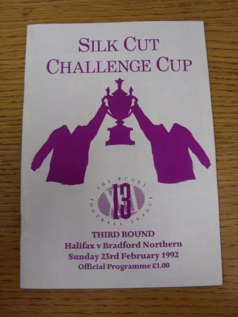 23/02/1992 Rugby League Programme: Halifax v Bradford Northern [Challenge Cup].