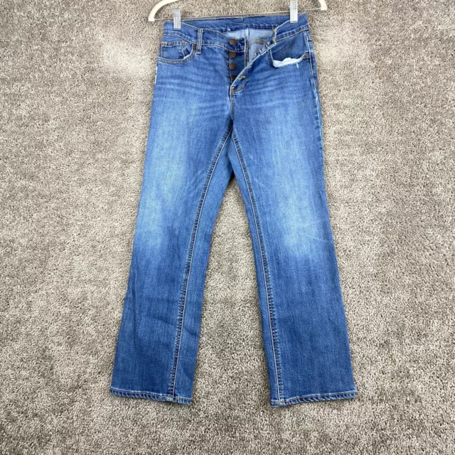 Old Navy Ankle Straight Jeans Women's 4 Blue Button Fly Medium Wash Low Rise