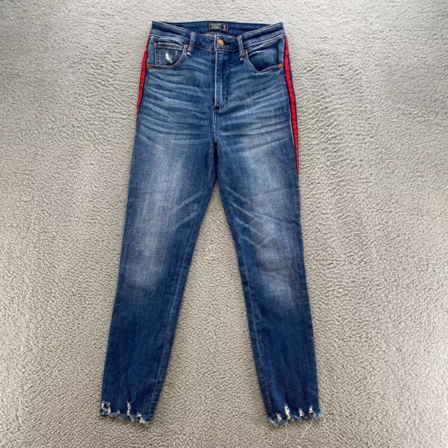 Abercrombie Jeans Womens 2 / 26 Simone High Rise Skinny Side Stripe Denim Blue